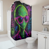 Cooler Neon-Alien Duschvorhang (Beispiel)