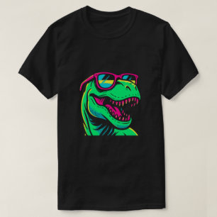 Cooler Neon-Dinosaur mit Sonnenbrille T-Shirt