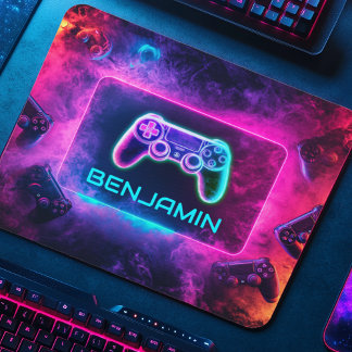 Cooler Neon Gamer Controller Personalisiert Mousepad