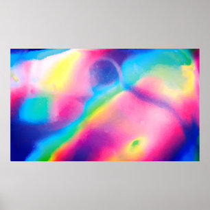 Cooler Neon Unicorn Holografischer Hintergrund Poster