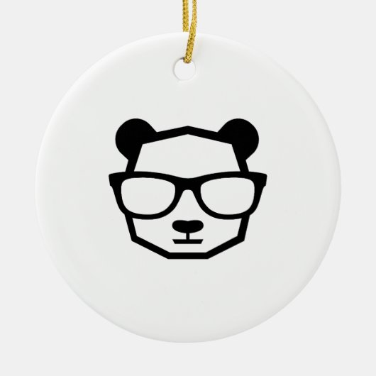Cooler Nerd-Panda-Geometrie-Symbol Keramik Ornament (Vorne)