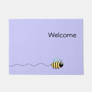 Cooler niedlicher Bienen-Cartoon lila Fußmatte