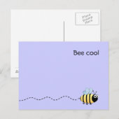 Cooler niedlicher BienenCartoon lila Postkarte (Vorne/Hinten)