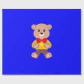 Cooler Niedlicher Bowtie Teddy Bear auf Blue Geschenkpapier (Flach)