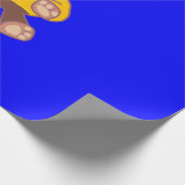 Cooler Niedlicher Bowtie Teddy Bear auf Blue Geschenkpapier (Ecke)