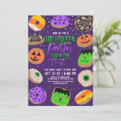 Cooler Niedlicher Glitzer Confetti Donuts Hallowee Einladung (Stehend Vorderseite)