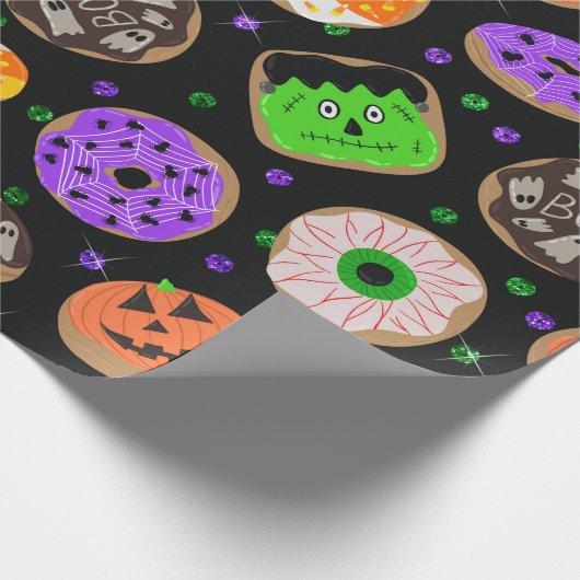 Cooler Niedlicher Glitzer Confetti Donuts Hallowee Geschenkpapier (Ecke)