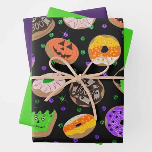 Cooler Niedlicher Glitzer Confetti Donuts Hallowee Geschenkpapier Set (Beispiel)