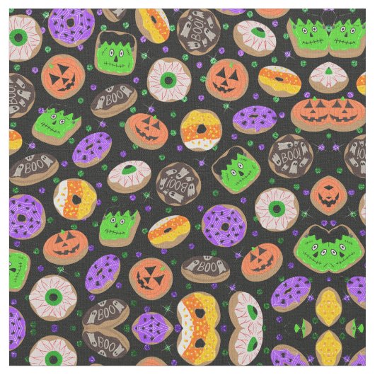 Cooler Niedlicher Glitzer Confetti Donuts Hallowee Stoff (Nahaufnahme)
