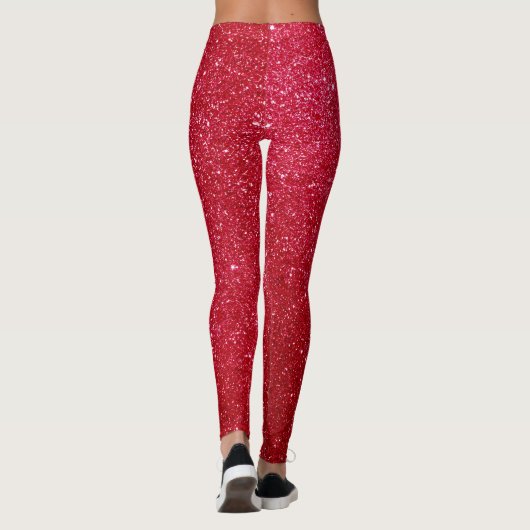 cooler niedlicher, hellroter Glitzer Leggings (Rückseite)