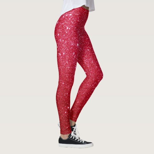 cooler niedlicher, hellroter Glitzer Leggings (Rechts)