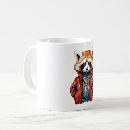 Cooler niedlicher kleiner Waschbär Kaffeetasse (Vorderseite Links)