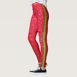 cooler niedlicher, leuchtend roter Glitzer Streife Leggings