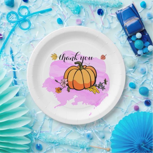 cooler niedlicher, moderner gelber Kürbisliebhaber Pappteller (Party)