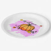 cooler niedlicher, moderner gelber Kürbisliebhaber Pappteller (Schrägansicht)