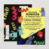 Cooler Niedlicher Monster Blitzlicht-Epoche Geburt Einladungspostkarte (Vorne/Hinten)