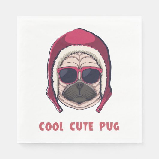 Cooler Niedlicher Mops Serviette (Vorderseite)