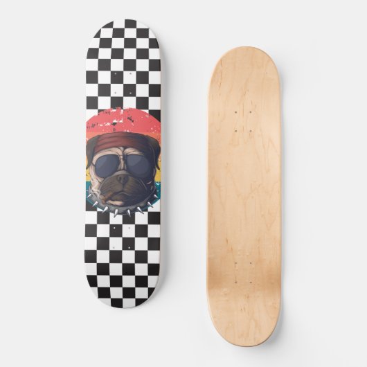Cooler niedlicher Mops Skateboard (Vorderseite)