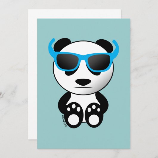 Cooler niedlicher Panda-Bär mit Sonnenbrille Einla Einladung (Vorne/Hinten)