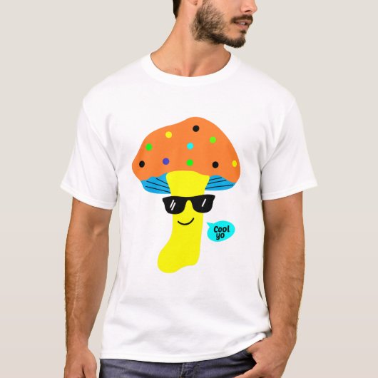 cooler niedlicher Pilz mit Brille T-Shirt (Vorderseite)