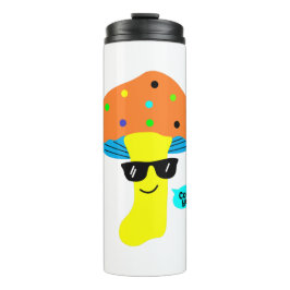 cooler niedlicher Pilz mit Brille Thermosbecher