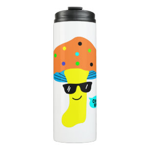 cooler niedlicher Pilz mit Brille Thermosbecher