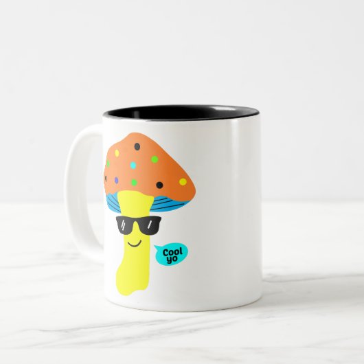 cooler niedlicher Pilz mit Brille Zweifarbige Tasse (Vorderseite Links)