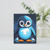 Cooler Niedlicher Pinguin Blue Postkarte (Stehend Vorderseite)