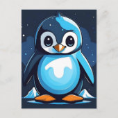 Cooler Niedlicher Pinguin Blue Postkarte (Vorderseite)