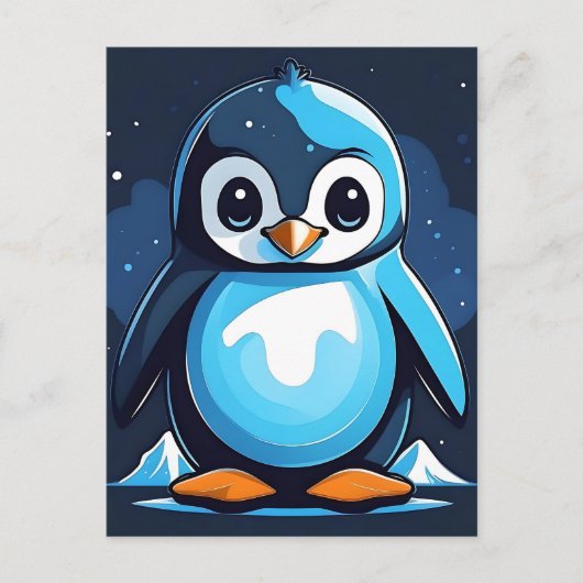 Cooler Niedlicher Pinguin Blue Postkarte (Vorderseite)