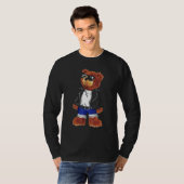Cooler Niedlicher Teddy-Bär mit Sonnenbrille Leder T-Shirt (Vorne ganz)