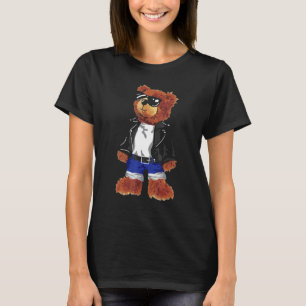 Cooler Niedlicher Teddy-Bär mit Sonnenbrille Leder T-Shirt