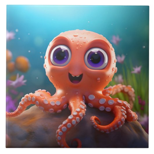 Cooler Oktopus Behalte oder entwirft eigene Fliese (Vorderseite)