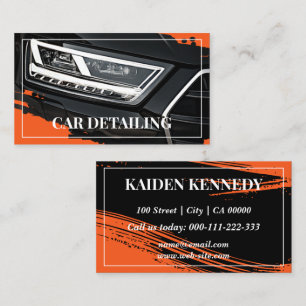 Cooler Orange Car Service Detaillierte Fotovorlage Visitenkarte