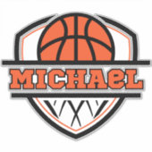 Cooler Orangenschwarzer Basketball Aufkleber (Vorderseite)