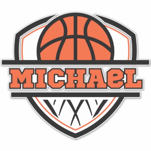 Cooler Orangenschwarzer Basketball Aufkleber (Vorderseite)