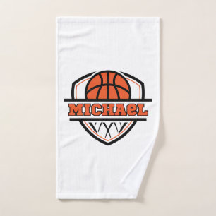 Cooler Orangenschwarzer Basketball Handtuch