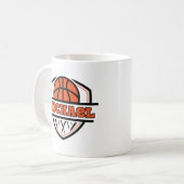 Cooler Orangenschwarzer Basketball Kaffeetasse (Vorderseite Links)