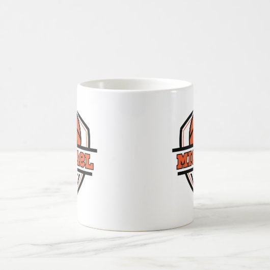 Cooler Orangenschwarzer Basketball Kaffeetasse (Mittel)