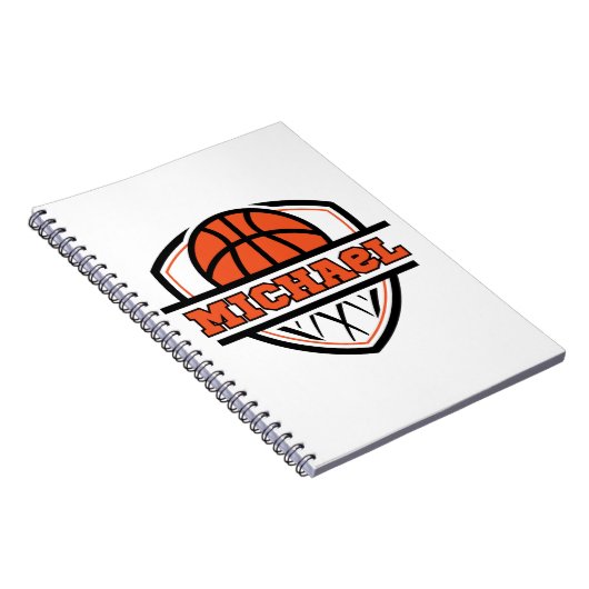 Cooler Orangenschwarzer Basketball Notizblock (Rechte Seite)
