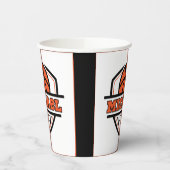 Cooler Orangenschwarzer Basketball Pappbecher (Links)