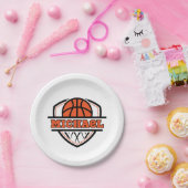 Cooler Orangenschwarzer Basketball Pappteller (Party)