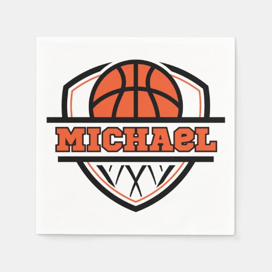 Cooler Orangenschwarzer Basketball Serviette (Vorderseite)