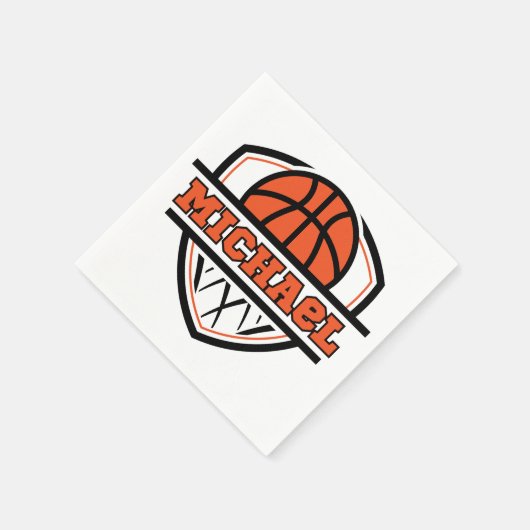 Cooler Orangenschwarzer Basketball Serviette (Ecke)