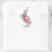 Cooler Oriental Red Koi Carp Blume Tattoo Runder Aufkleber (Tasche)