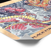 Cooler orientalischer Drachengott Tätowiersturm Poster (Ecke)