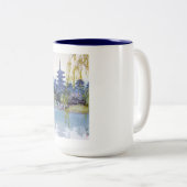 Cooler orientalischer Japaner Yoshida See Zweifarbige Tasse (VorderseiteRechts)