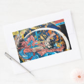 Cooler orientalischer japanischer Ancient Samurai  Rechteckiger Aufkleber (Umschlag)