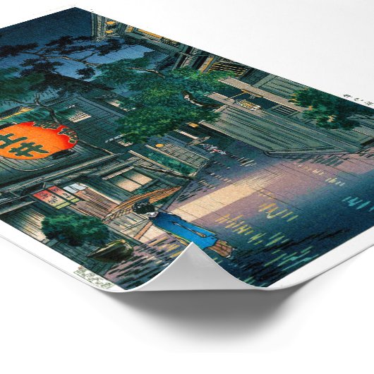 Cooler orientalischer japanischer Kasamatsu nächtl Poster (Ecke)