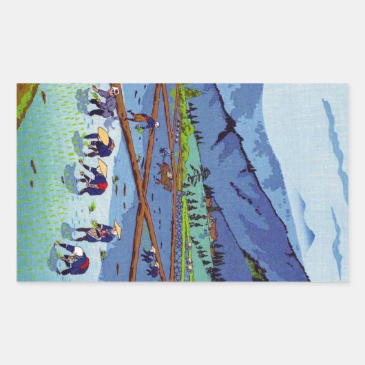 Cooler orientalischer japanischer Kasamatsu-Reis Rechteckiger Aufkleber (Vorderseite)